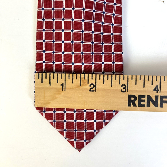 Ralph Lauren Chaps Tie Red White Graphic 3" Wide Silk Business Accessory - Picture 4 of 6
